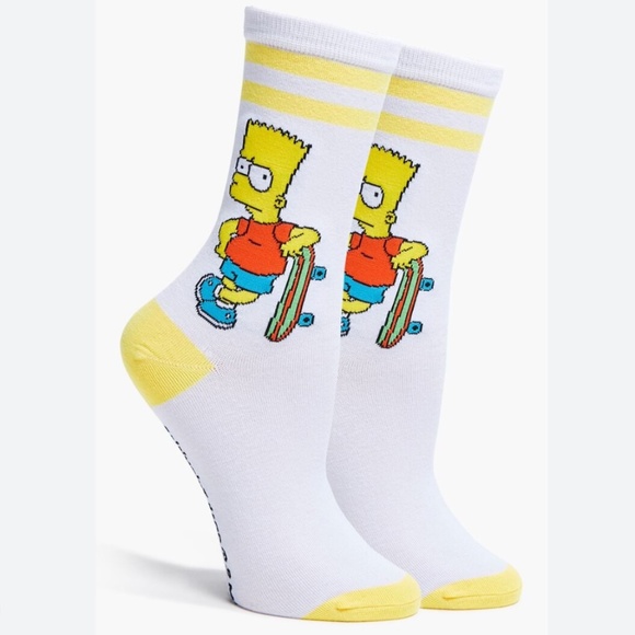 NWT Forever 21 Bart Simpson Crew Socks - Picture 1 of 4